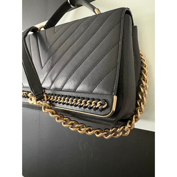 Chanel Chevron Top Handle Flap Bag - Black Calfskin with Gold Hardware - Picture 6 of 11